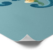 ローズマリンブルーと金ゴールド ポスター (角)