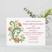 ローズマリンレッド&ピンク結婚式招待状 招待状 (スタンド正面)