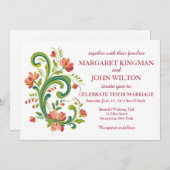 ローズマリンレッド&ピンク結婚式招待状 招待状 (正面/裏面)