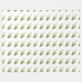 ローズマリーのハーブのキッチンアート緑の素朴なシック フリースブランケット (正面(横))