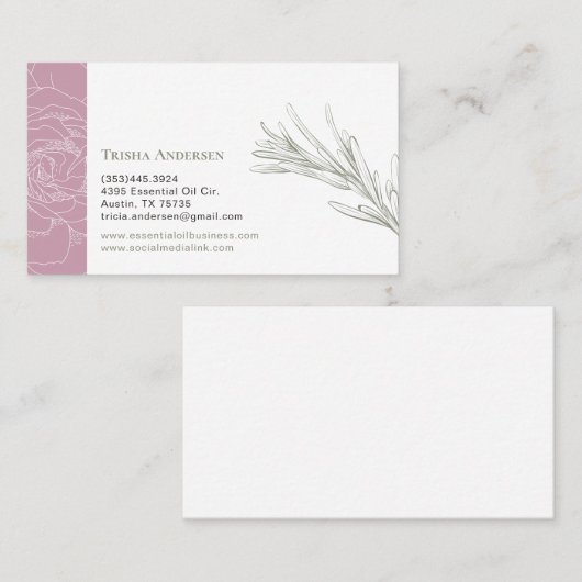 ローズマリーの花の植物のハーブは上がり、 名刺 (正面/裏面)