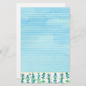 ローズマリータイムのハーブ蜜蜂ブルーライン 便箋 (正面/裏面)