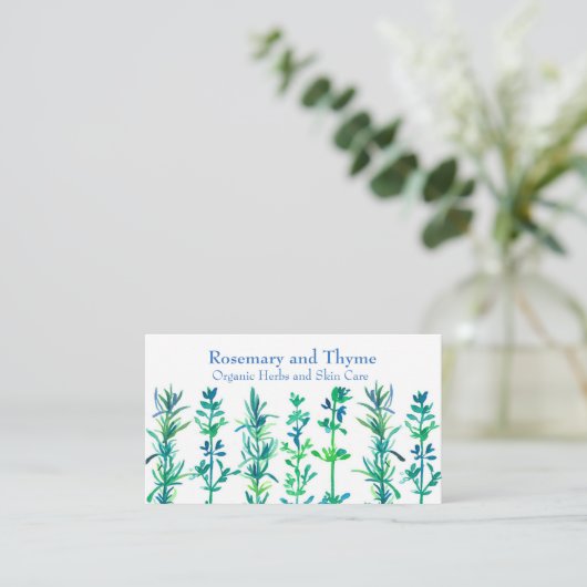 ローズマリーティムビーウォーターカラーハーブ 名刺 (スタンド正面)