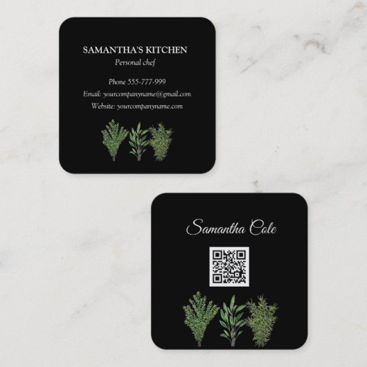ローズマリーティメセージハーブ料理シェフポット スクエア名刺 (正面/裏面)