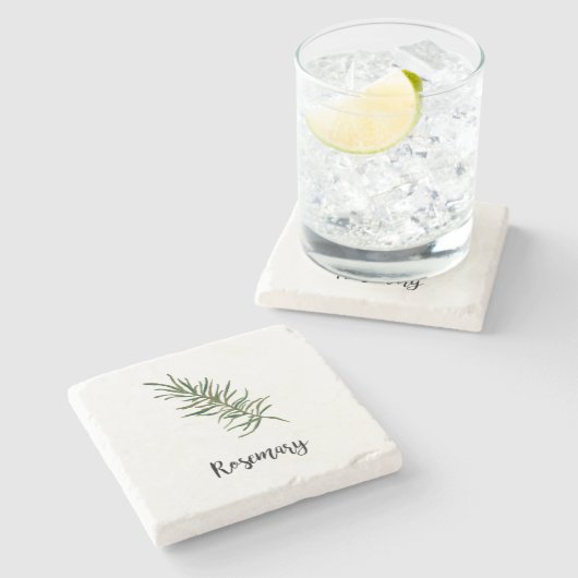 ローズマリーハーブウォーター絵を描カラーのワードアート ストーンコースター (横)