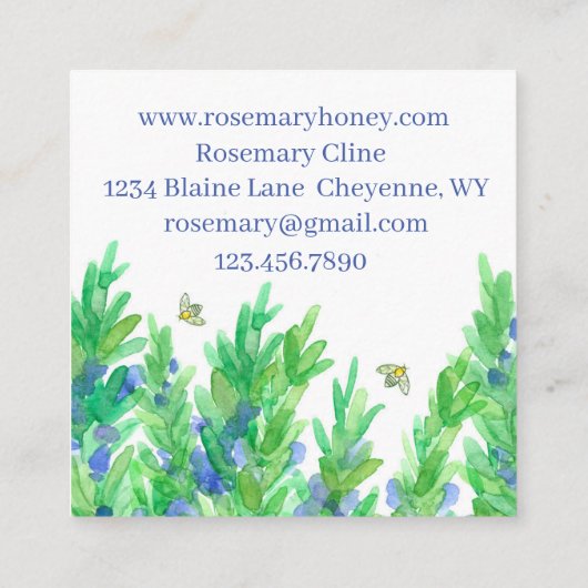 ローズマリーハーブハニービーウォーター色 スクエア名刺 (裏面)
