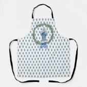 ローズマリーブルー&ホワイトジンジャージャー エプロン (正面)