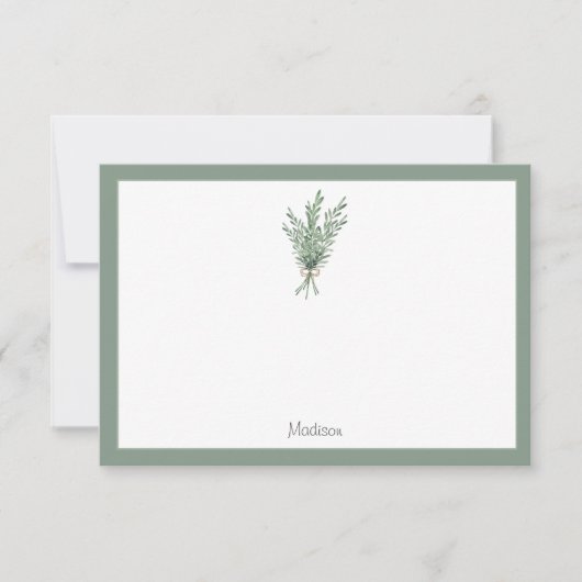 ローズマリーブーケとジュートボウ ノートカード (正面)