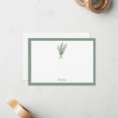 ローズマリーブーケとジュートボウ ノートカード (正面/裏面インサイチュ)