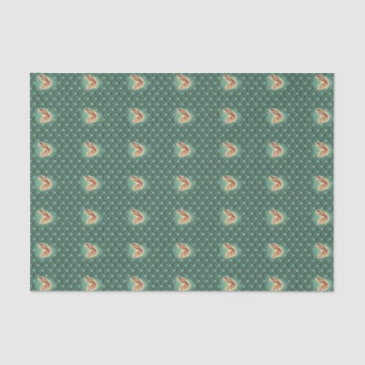 ローズメープルモスジオメトリックティール（緑がかった色）ティッシュペーパー 薄葉紙 (正面)