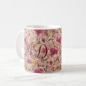 ローズ刺繍の可憐な花柄 コーヒーマグカップ (正面左)