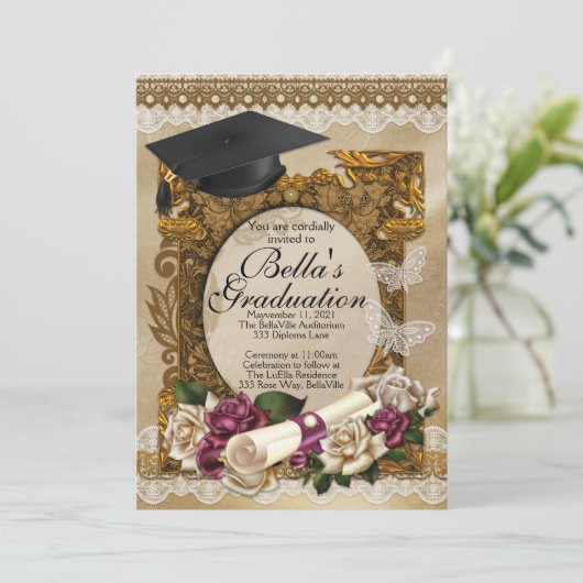 ローズ卒業式招待状 招待状 (スタンド正面)