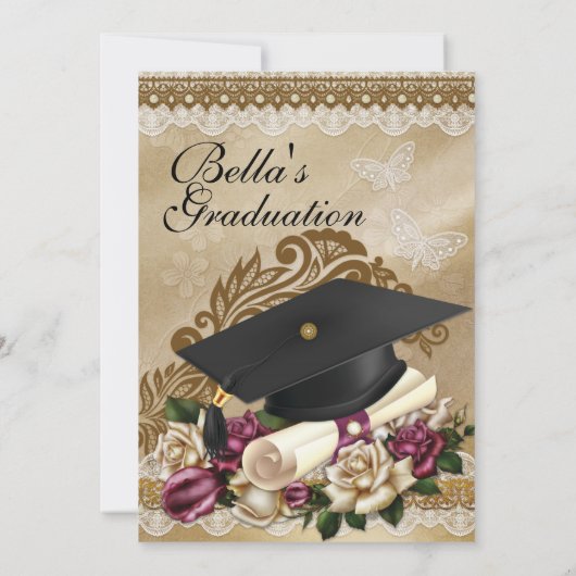 ローズ卒業式招待状 招待状 (裏面)