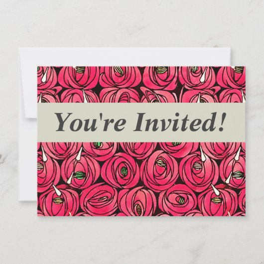 ローズ アート・ヌーボー レニー・マッキントッシュ グラフィック 招待状 (正面)