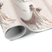 ローズ ウィンター ウェディング ブライド ゴールデン シャイニー ハート パーティー ラッピングペーパー (ロールコーナー)