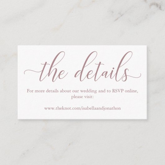 ローズ ウェディング ウェブサイト 封入カード エンクロージャーカード (正面)