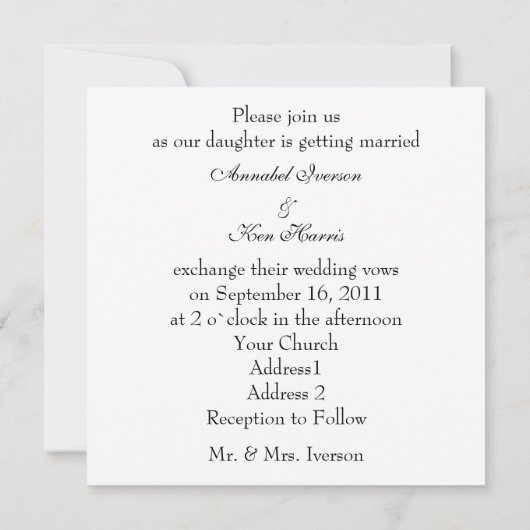 ローズ ウェディング 招待状 (裏面)