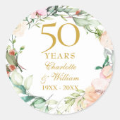 ローズ ウォーターカラー ガーランド 50周年記念 ラウンドシール (正面)