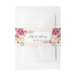 ローズ ウォーターカラー モダン おしゃれなウェディング 招待状ベリーバンド