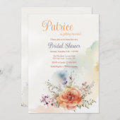 ローズ ウォーターカラー 招待状 (正面/裏面)