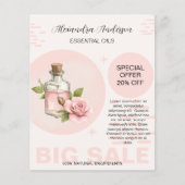 ローズ エッセンシャルオイル 水彩 フラワープロモ チラシ (正面)