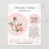 ローズ エッセンシャルオイル 水彩 フラワープロモ チラシ (正面)