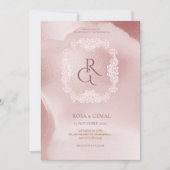ローズ エレガント シック ウェディング 招待状 (正面)