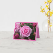 ローズ カード ピンクの花 カスタム グリーティング カード (黄色い花)