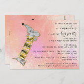 ローズ キュート ドッグ ニュードッグハウス パーティー ローズ ピンク 招待状 (正面/裏面)