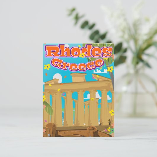 ローズ・ギリシャ旅行ポスター。 ポストカード (スタンド正面)