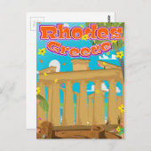 ローズ・ギリシャ旅行ポスター。 ポストカード (正面/裏面)