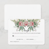 ローズ＆グリーンズ ウェディング RSVP 招待状 (正面/裏面)