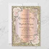 ローズ,ゴールドフレーム,ローズゴールド,グリッター引退 招待状 (正面)