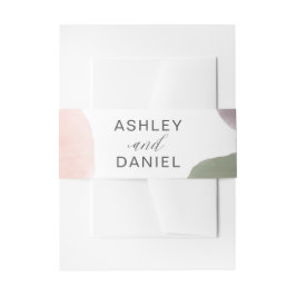 ローズ セージ & グレープ ウォーターカラー サークル モダン ウェディング 招待状ベリーバンド