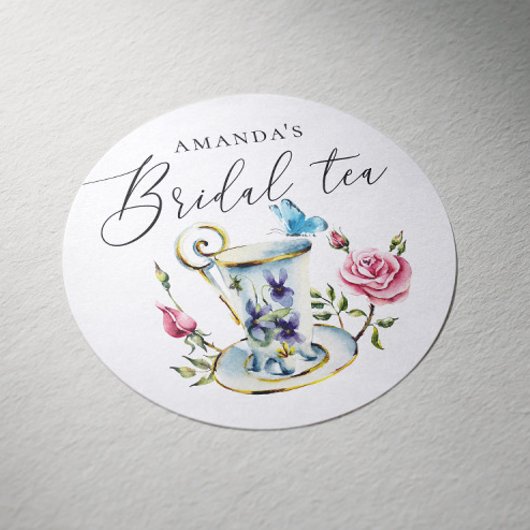 ローズ&バタフライ ブライダルシャワー | フラワーティーパーティー ラウンドシール