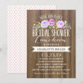 ローズ バナー ランチョン パープル | ブライダルシャワー 招待状 (正面/裏面)