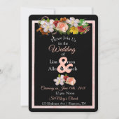 ローズ バーガンディ ブラック フラワー ウェディング 招待状 (正面)