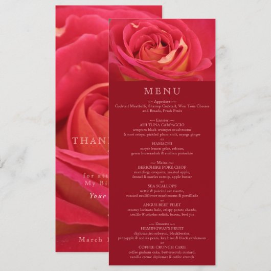 ローズ バースデー セレブレーション メニュー 招待状 (正面/裏面)