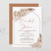 ローズ パンパス グラス アーチ テラコッタ ボホ フローラル 招待状 (正面/裏面)