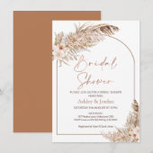 ローズ パンパス グラス アーチ テラコッタ ボーホー フラワーズ 招待状 (正面/裏面)