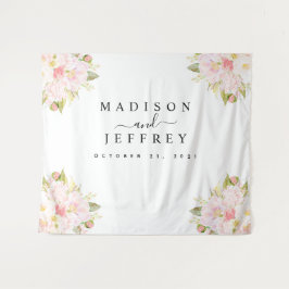 ローズ ピオニー ブラッシュ ピンク ウェディング バックドロップ タペストリー