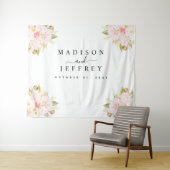 ローズ ピオニー ブラッシュ ピンク ウェディング バックドロップ タペストリー (インサイチュ(横))