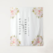 ローズ ピオニー ブラッシュ ピンク ウェディング バックドロップ タペストリー (正面)