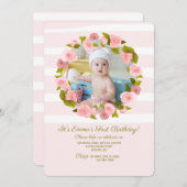 ローズ フォト フレーム 招待状 (正面/裏面)