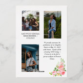 ローズ フラワーズ 4 フォト コラージュ ゴールド フレーム 卒業式 箔招待状 (裏面)