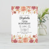 ローズ フラワーテラコッタ ブラウン 70歳の誕生日 招待状 (スタンド正面)