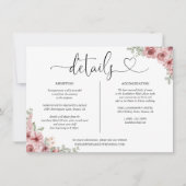 ローズ フラワーハート スクリプト 詳細情報カード 招待状 (正面)
