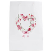 ローズ フラワーハート ブライダルシャワー ミディアムペーパーバッグ (裏面)