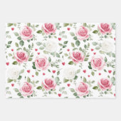 ローズ フラワーハート ブライダルシャワー ラッピングペーパーシート (正面3)