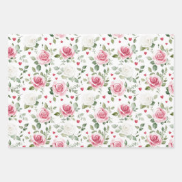ローズ フラワーハート ブライダルシャワー ラッピングペーパーシート